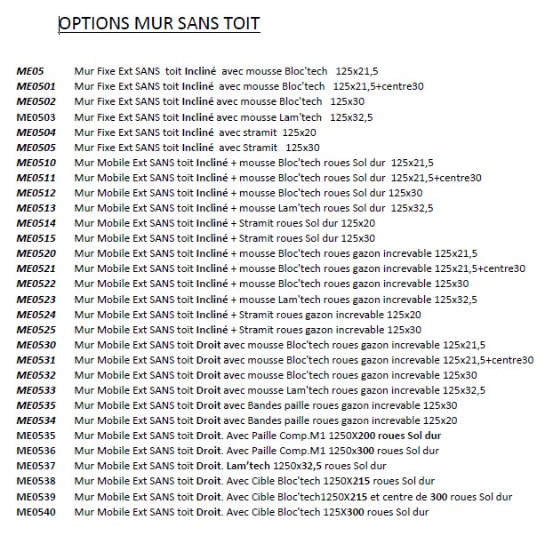 Option mur exterieur sans toit